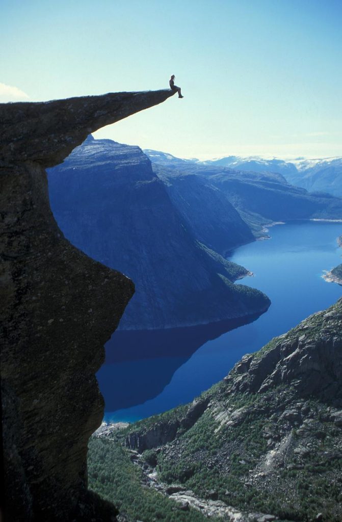 Hanging out on Trolltunga Rock in Norway