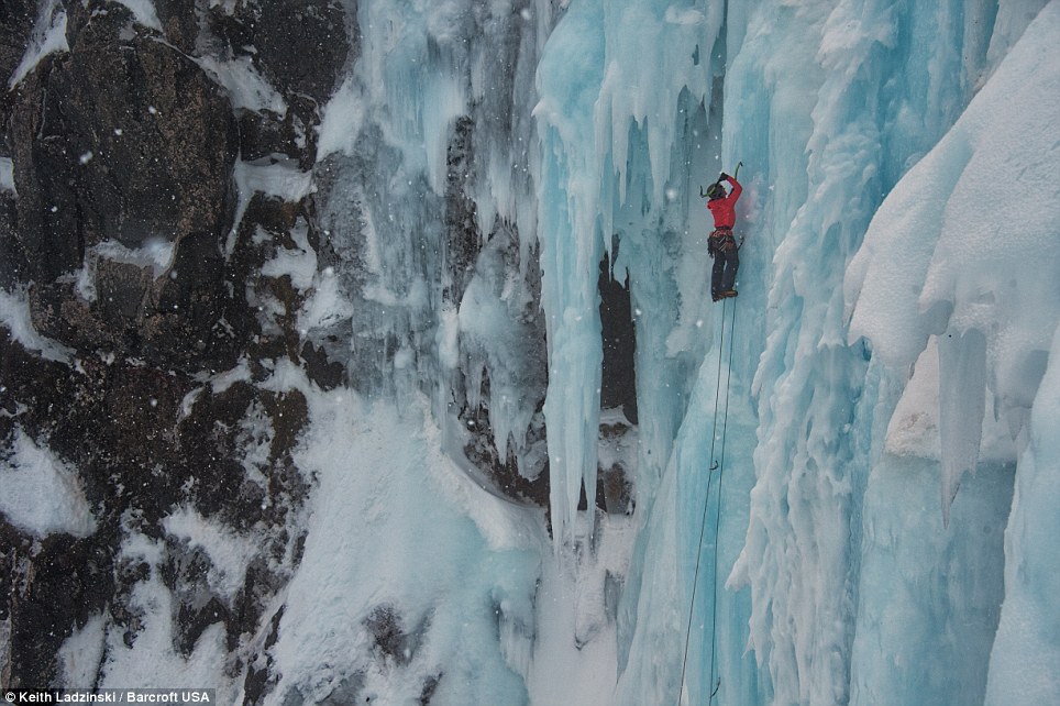 Ice Climbing a Frozen Waterfall (Northern Fjords) in Iceland
