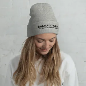Kalalau Trail Cuffed Beanie - Black Lettering