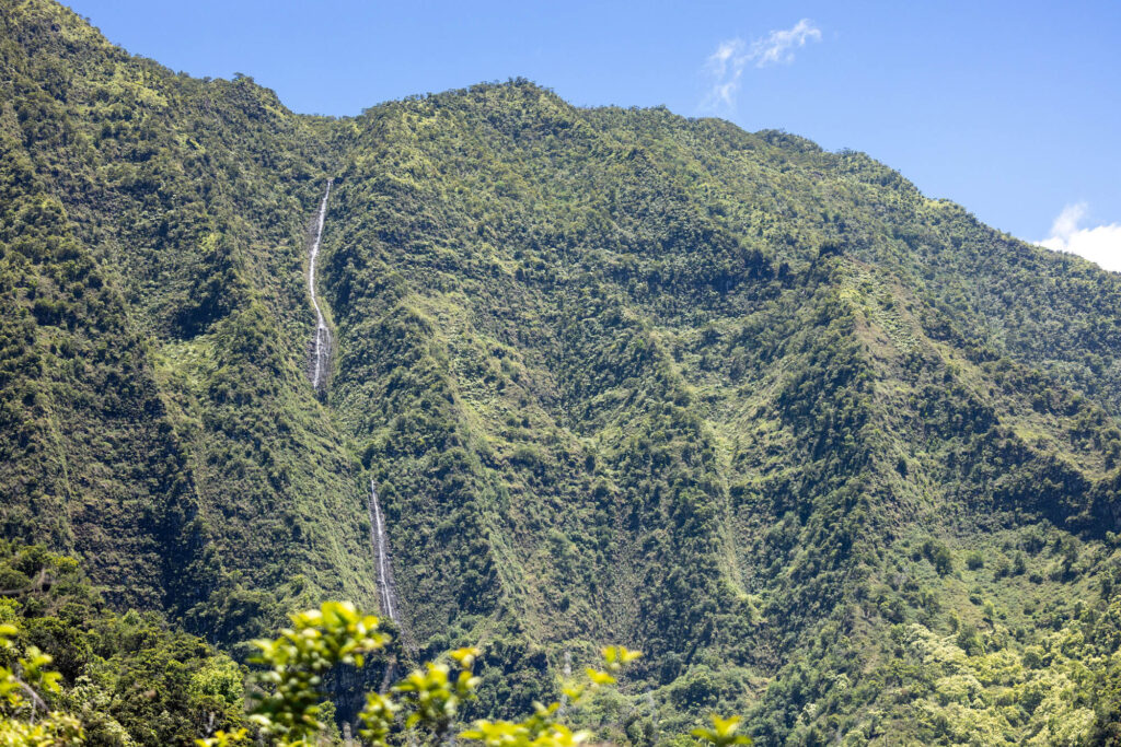 View of Hanakoa Falls from Waiahuakua Valley