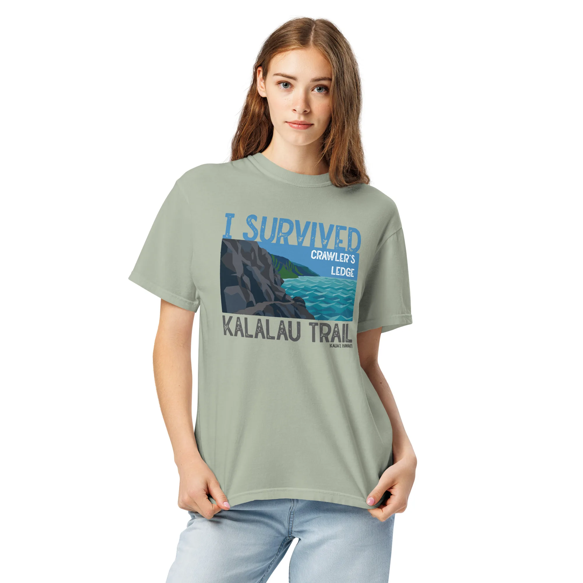 Kalalau Trail: I Survived Crawler's Ledge Unisex garment-dyed heavyweight t-shirt - Image 6