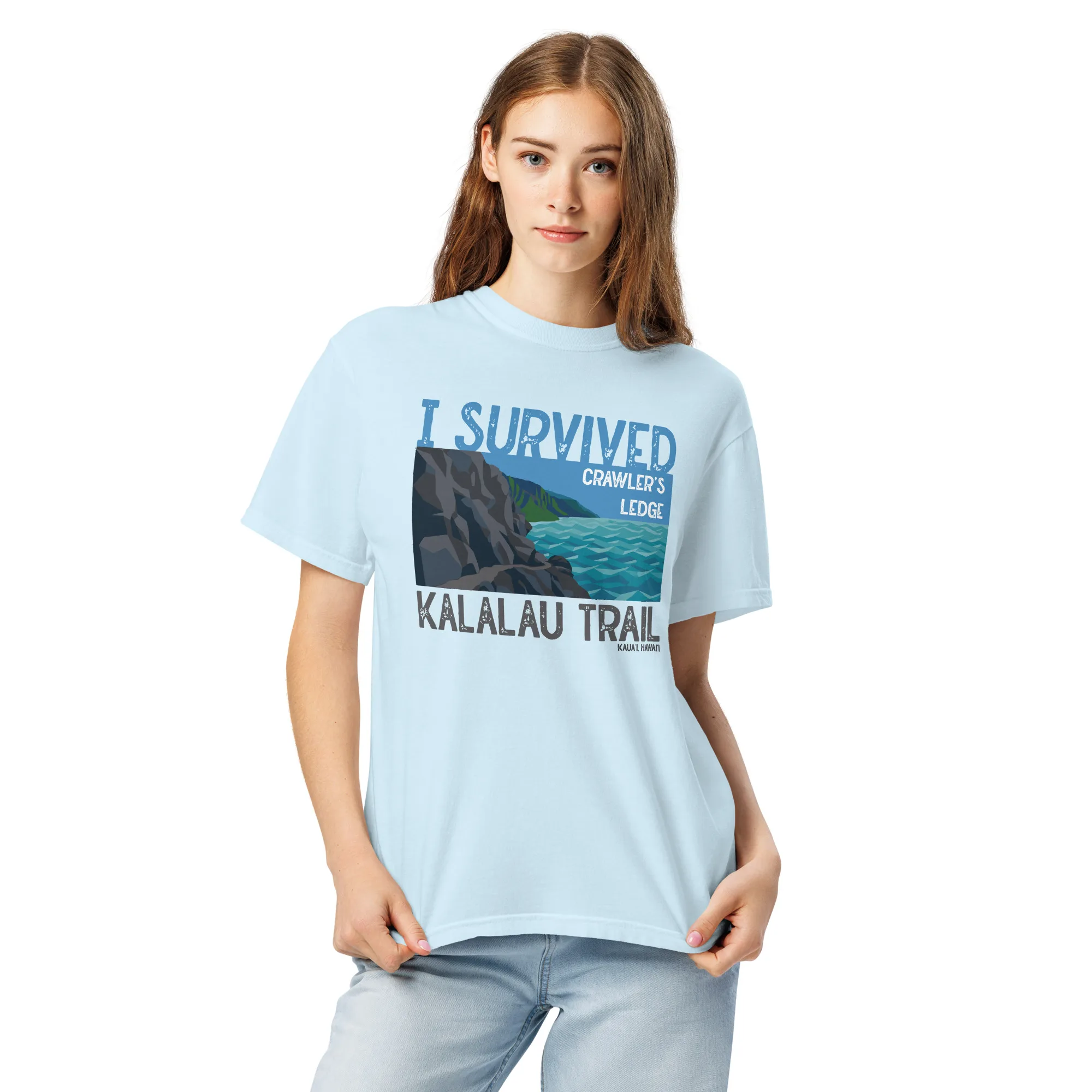 Kalalau Trail: I Survived Crawler's Ledge Unisex garment-dyed heavyweight t-shirt - Image 8