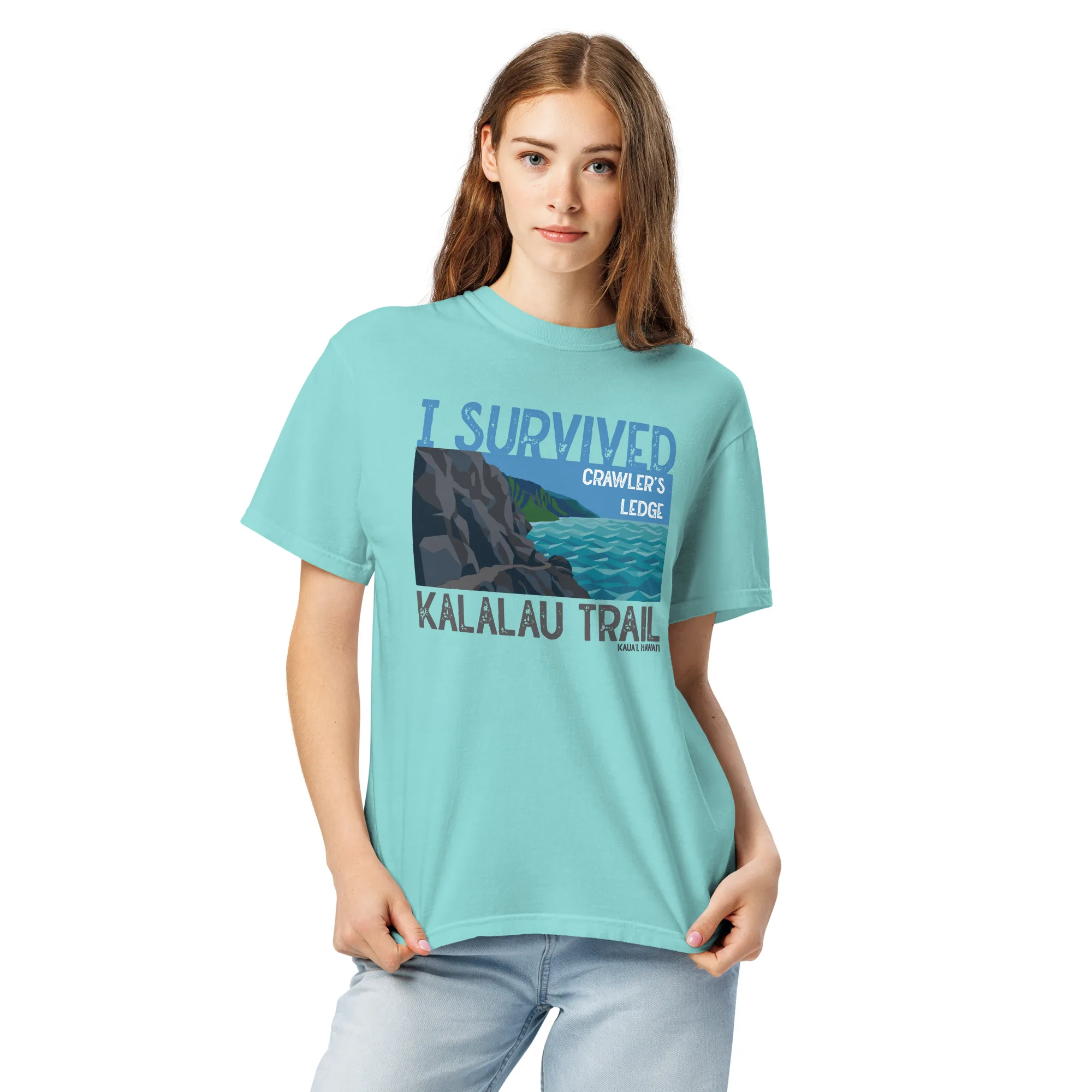Kalalau Trail: I Survived Crawler's Ledge Unisex garment-dyed heavyweight t-shirt - Image 7