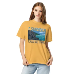 Kalalau Trail: I Survived Crawler's Ledge Unisex garment-dyed heavyweight t-shirt