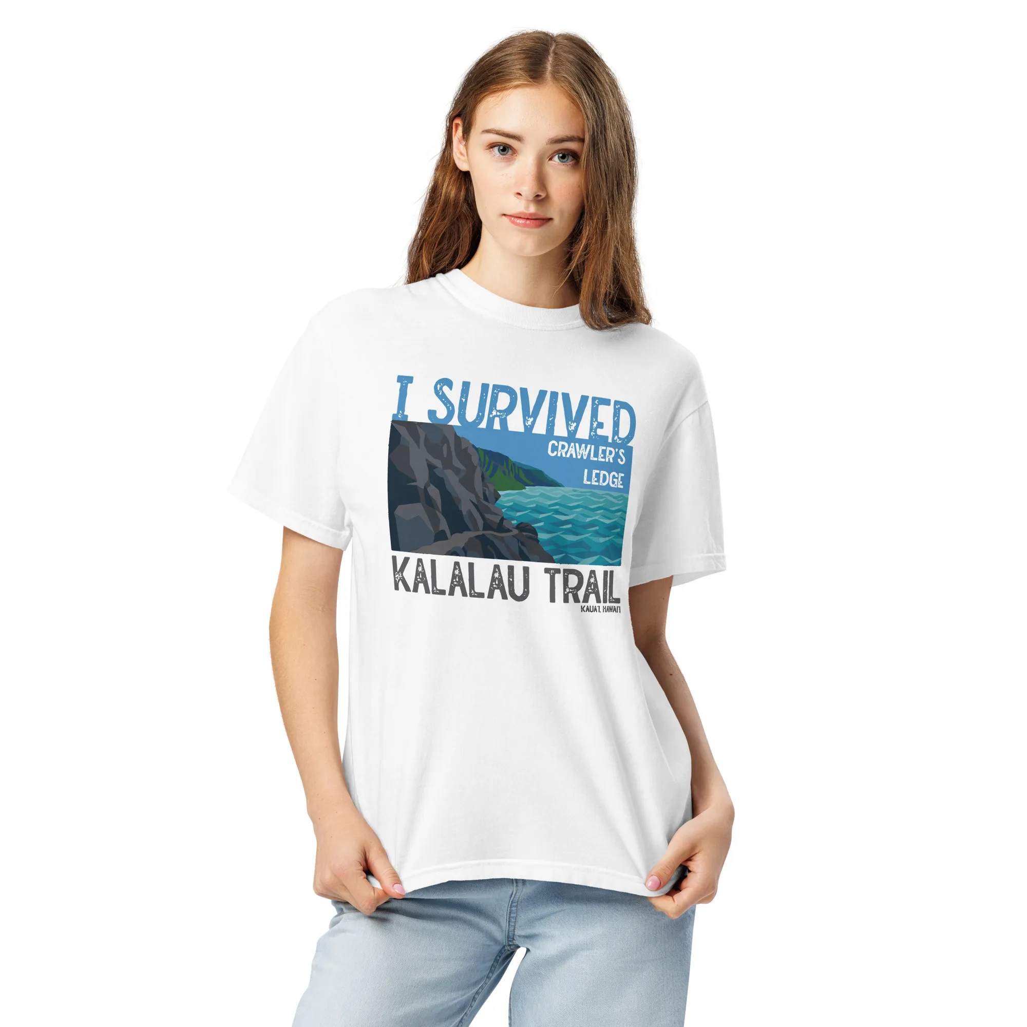 Kalalau Trail: I Survived Crawler's Ledge Unisex garment-dyed heavyweight t-shirt - Image 10